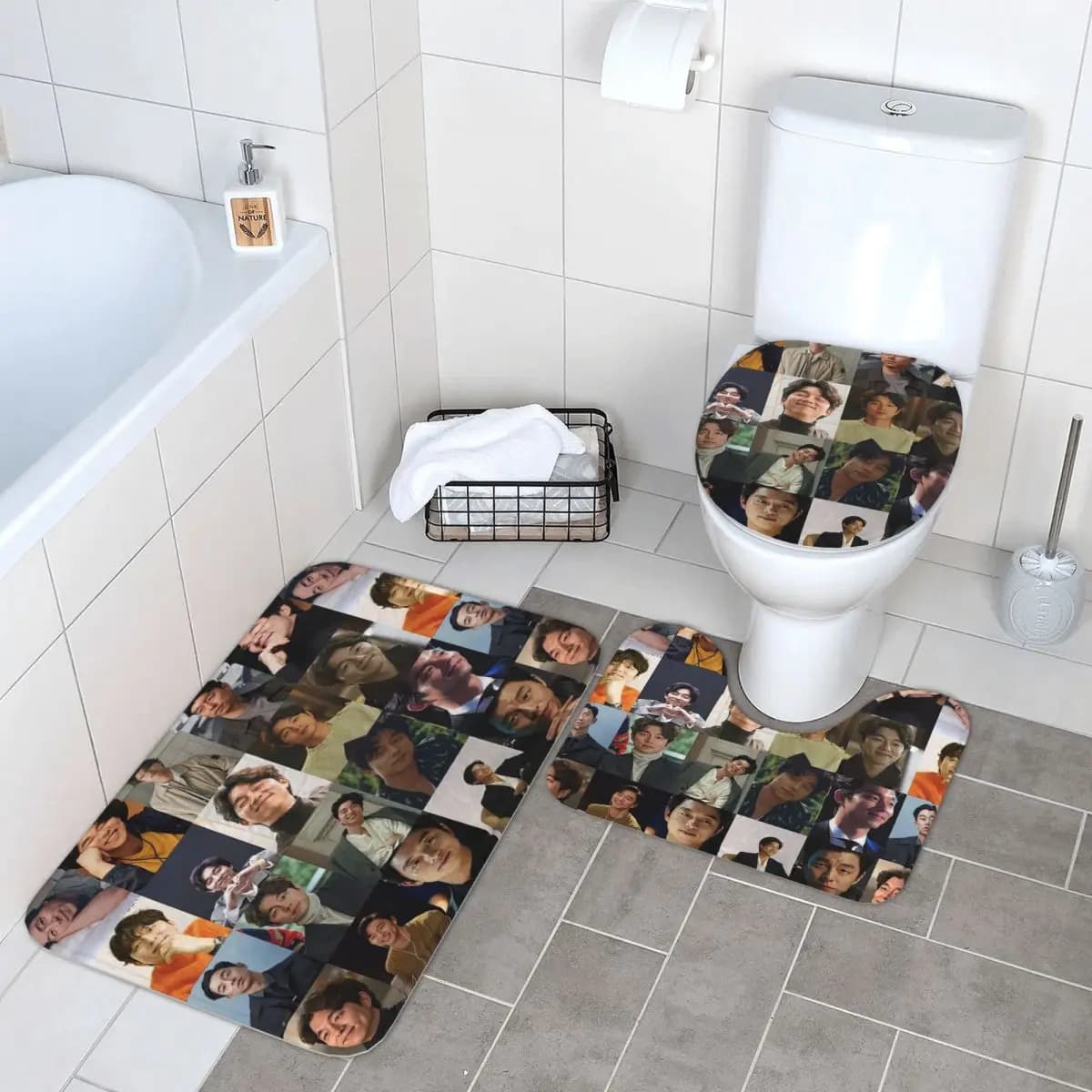 Gong Yoo Tappetino da bagno 3 pezzi Set da bagno Copriwater Copriwater Decorazioni per la casa Tappeto antiscivolo