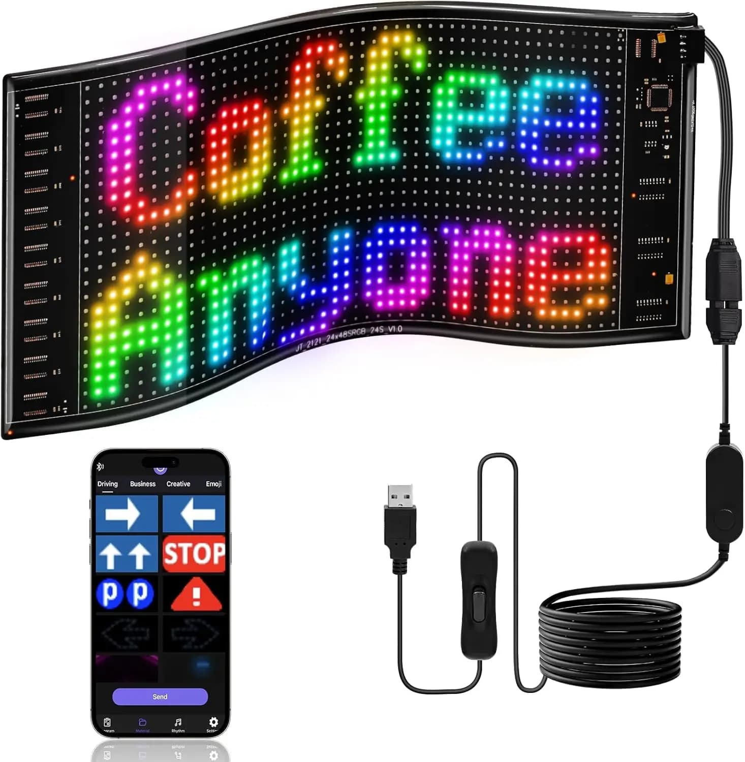 DIY LED Pixel Panel LED Display Truck Eye Car Sign Bluetooth Animation App Control Programmable Flexible Screen