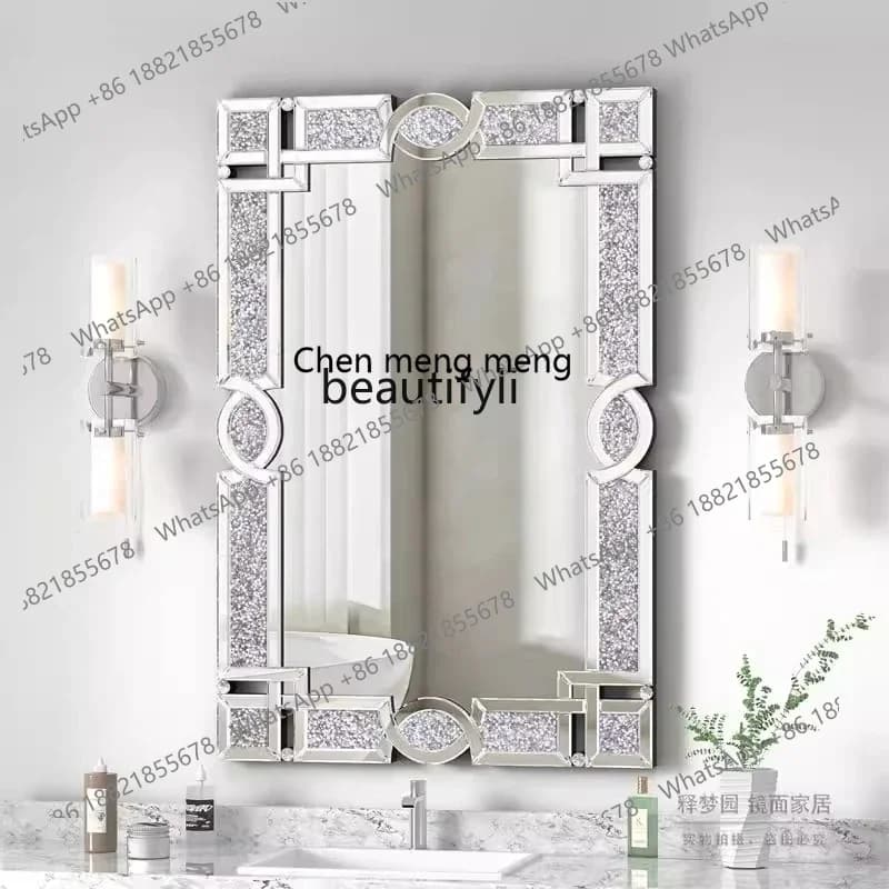 CC182Specchio da bagno europeo appeso a parete WC specchio da toilette luce specchio decorativo da ingresso di lusso R