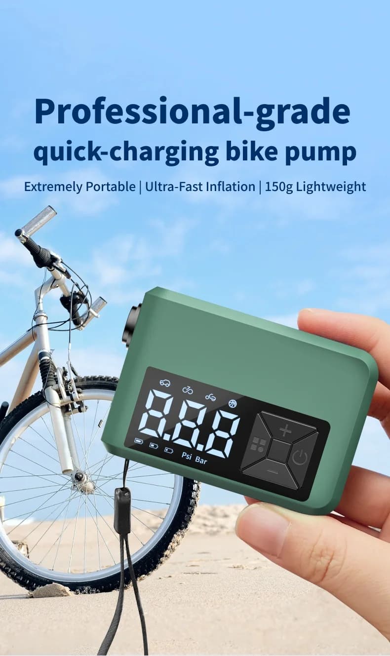 CC108 Gonfiatore digitale portatile Accessori per biciclette da strada Manometro per pneumatici Ricarica USB Mini pompa di gonfiaggio per bicicletta elettrica