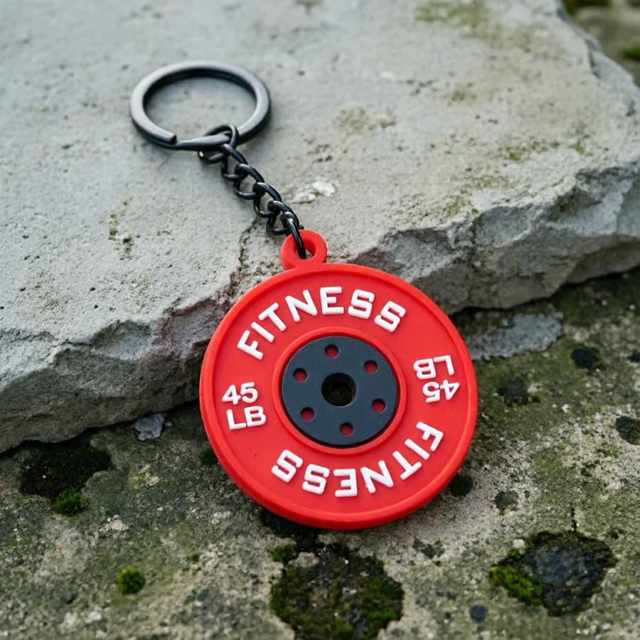 Fitness Keychain, gym keychain, weight lifting keychain, silicone keychain shaped as a weight disc, gym jewelry