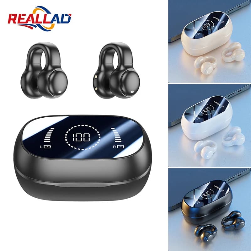 M47 TWS Bluetooth 5.3 Cuffie senza fili Clip Ear Musica Cuffie con cancellazione del rumore Display digitale Chiamata HD Auricolari da gioco sportivi