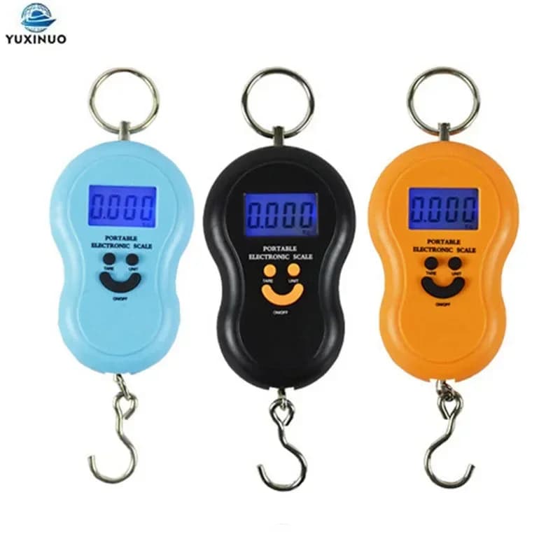 1 pz portatile 50 kg/10 g bilancia digitale sospesa con retroilluminazione pesi da pesca elettronici bilancia tascabile bilancia per bagagli colore radom