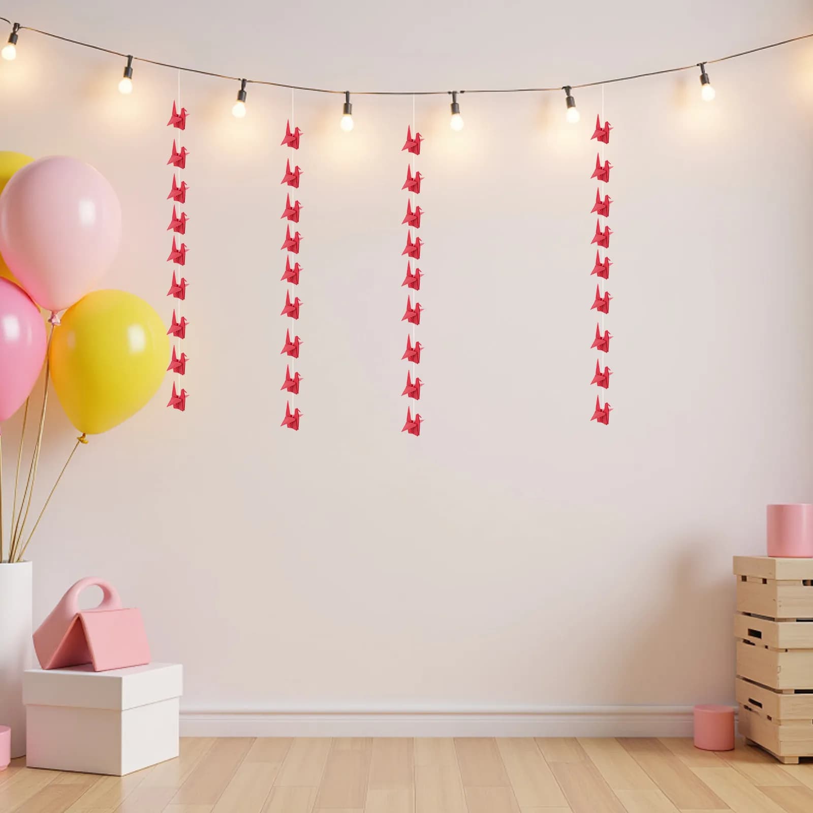 100 Pcs Red Origami Paper Cranes Finished Product Cranes Decoration Folded Handmade Origami Baby Mobile Crafts Diy Origami Crane