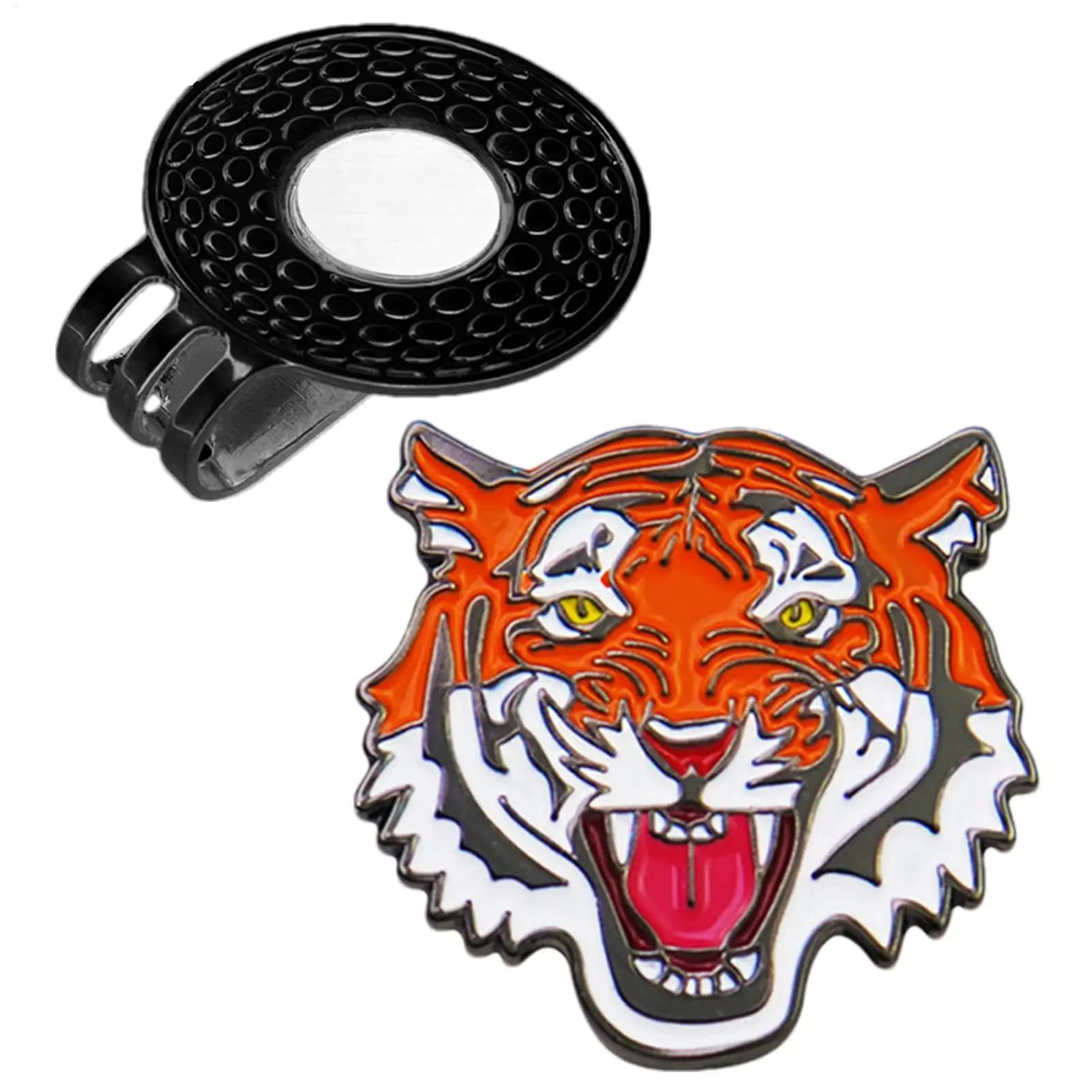 Clip magnetica per cappello con pennarello per pallina da golf con design a tigre Clip per cappello elegante Supporti magnetici per palline da golf per marcatori di palline da golf in metallo