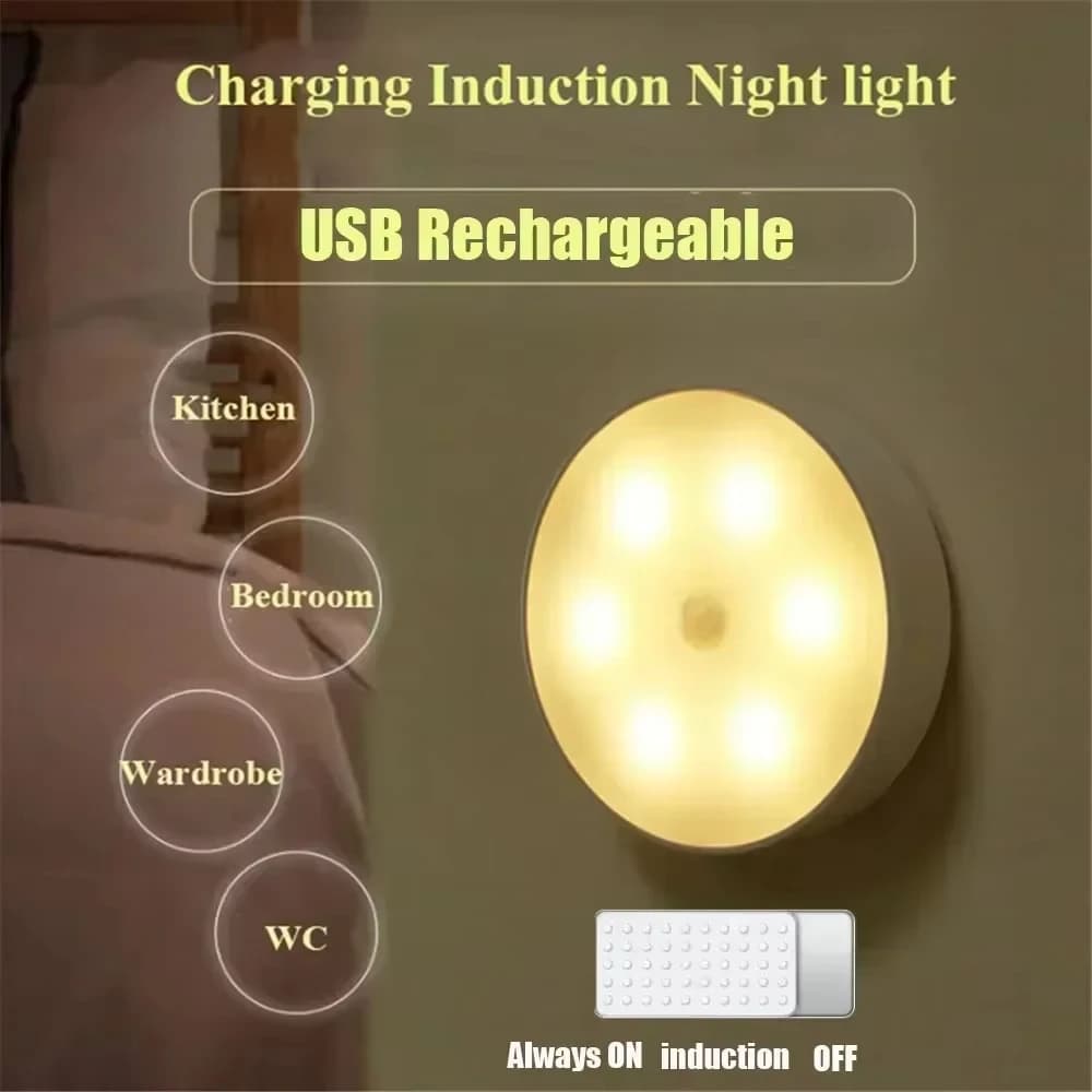 Tipo-c ricaricabile! Luce notturna a LED wireless GGbingo con sensore di movimento, armadio da cucina, armadio, scala