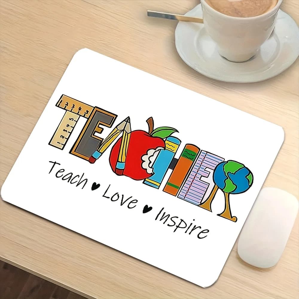 Tappetino per mouse Teacher Apple Earth Print, tappetino da scrivania per gaming, base in gomma antiscivolo, tappetino per mouse grande per PC, laptop, ufficio, scrivania da gaming