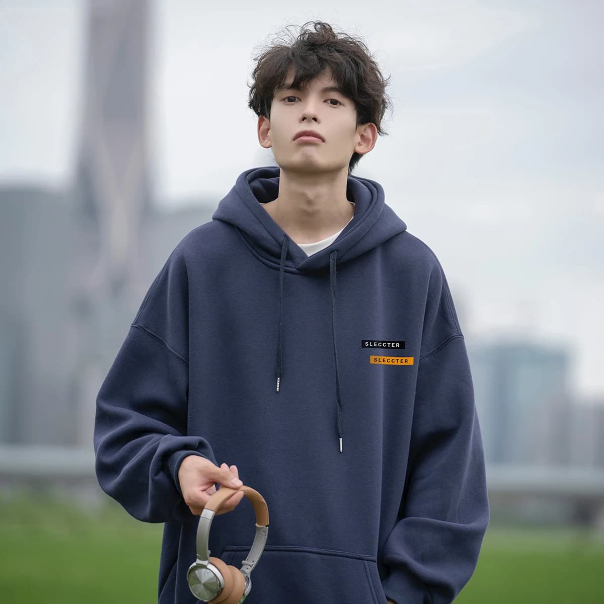 Teenage Oversize Hoodie Men's American Retro Thickened Fleece Spring Autumn Warmth Pull-over Jacket Casual Streetwear
