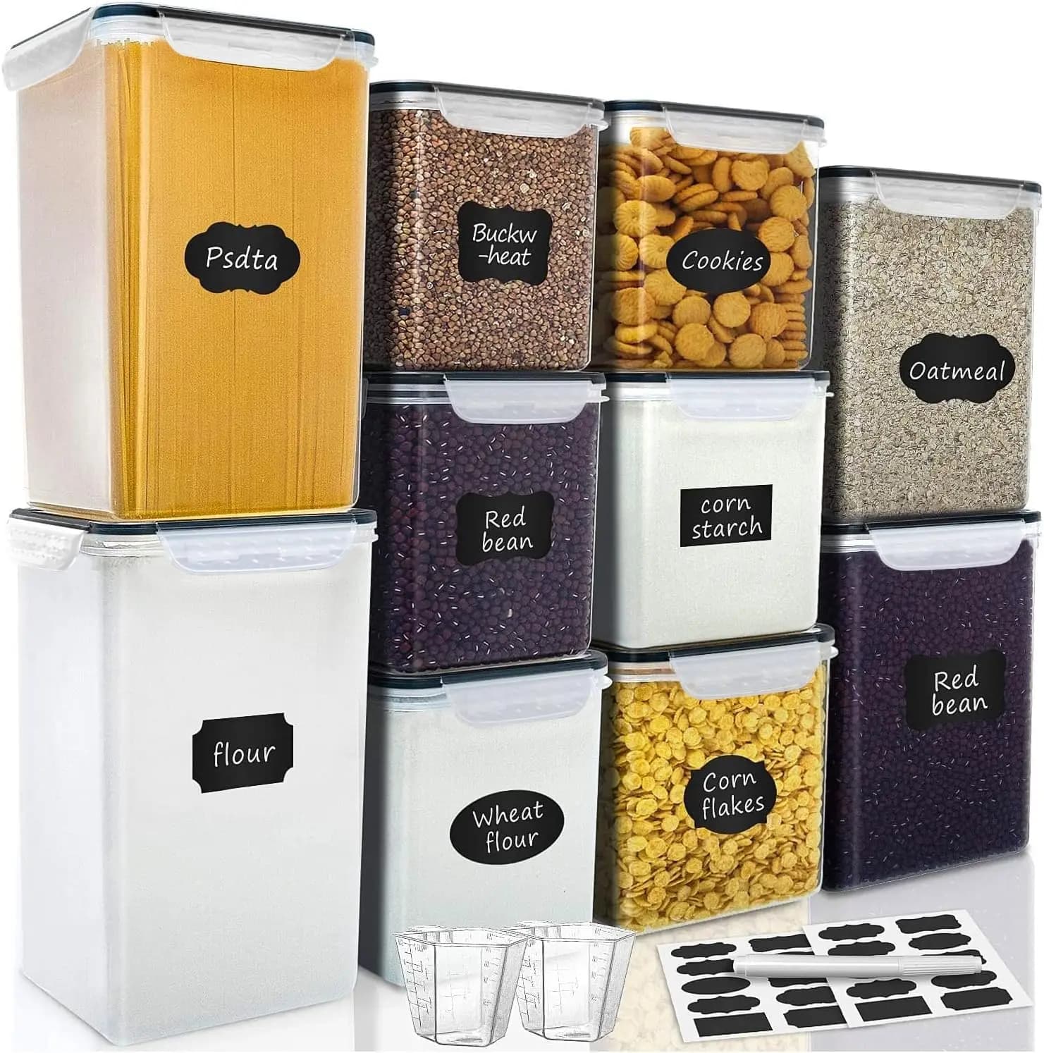 Large Tall Airtight Food Storage Containers, 10 PACK Plastic Airtight Kitchen & Pantry Organization, Ideal for Flour & Sugar Pl