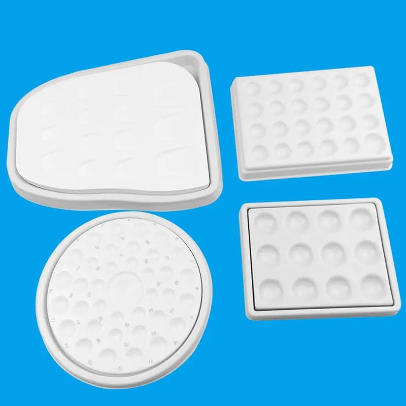 Moisturizing porcelain plates palette for irrigation and thermal insulation in porcelain for dental laboratory with teeth tools