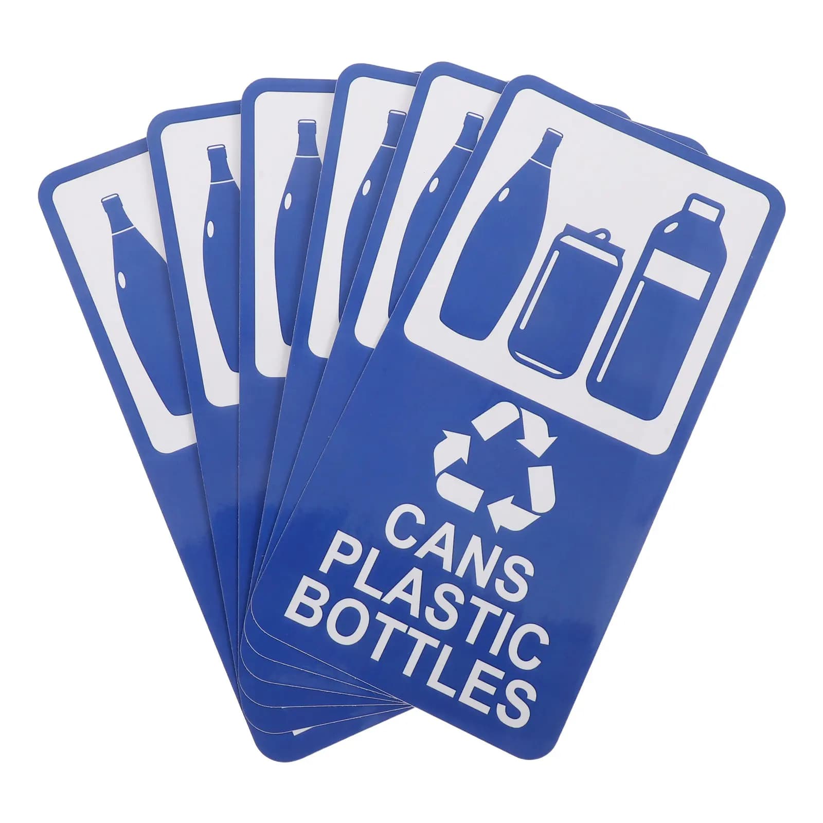 6 adesivi per il riciclaggio, per bidoni della spazzatura, impermeabili, autoadesivi, in plastica, in vinile, per bottiglie, lattine, 0,8x3,9 pollici, per casa e ufficio.