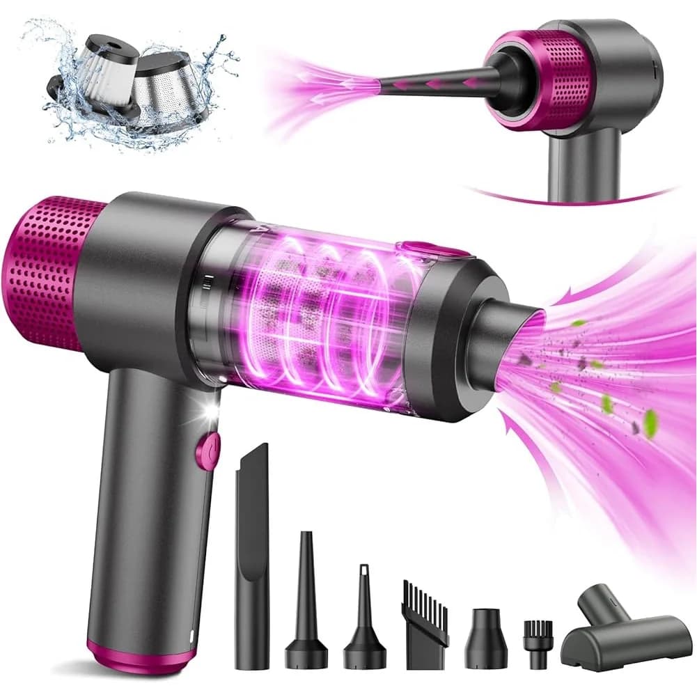 Potente Aspirapolvere per Auto Portatile Senza Fili, Mini Aspirapolvere da 2000mAh con Luce LED per Auto e Casa