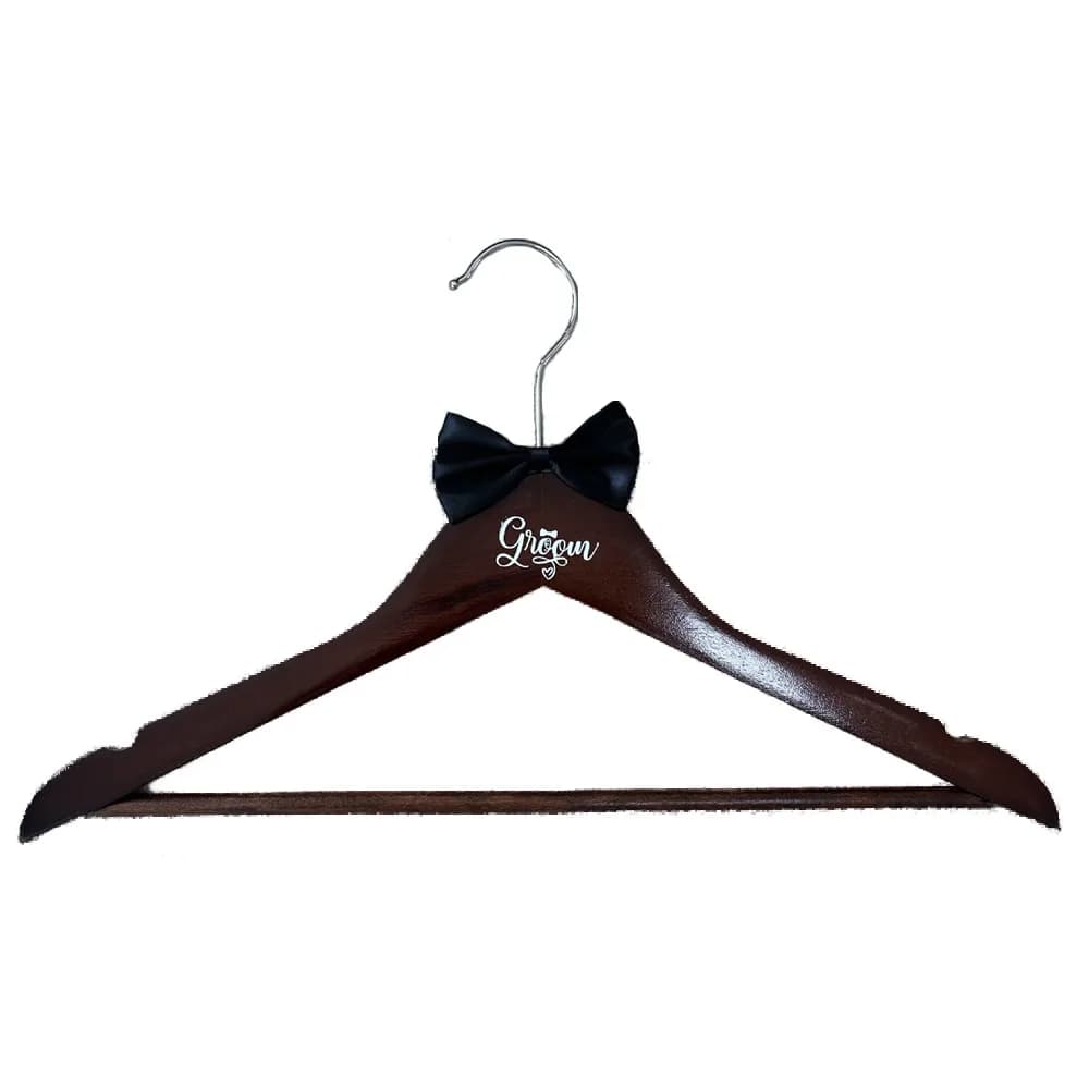 Appendiabiti in legno antiscivolo salvaspazio con fiocco decorativo e perle, ideale per abiti da sposa e addobbi nuziali