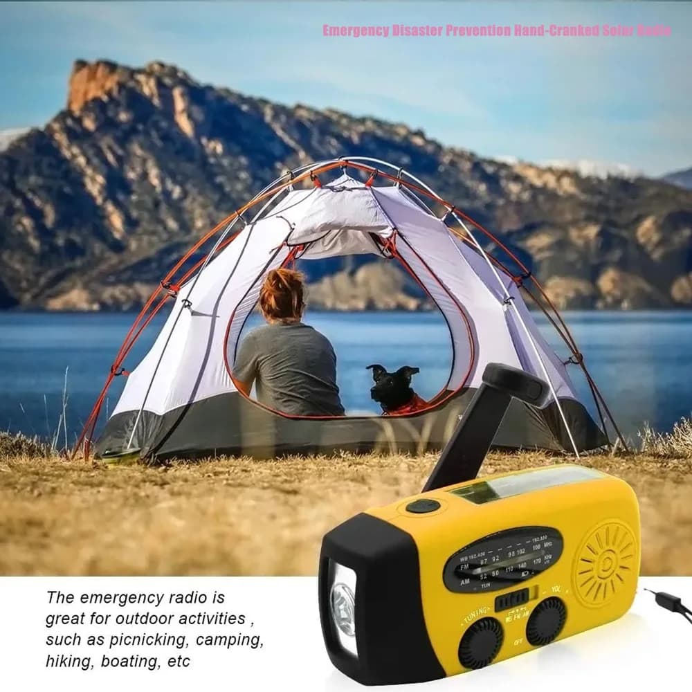 Disaster Survival Emergency Standby Radio Multifunctional Hand Crank Dynamo Solar Powered Outdoor Charging Portable Radio For