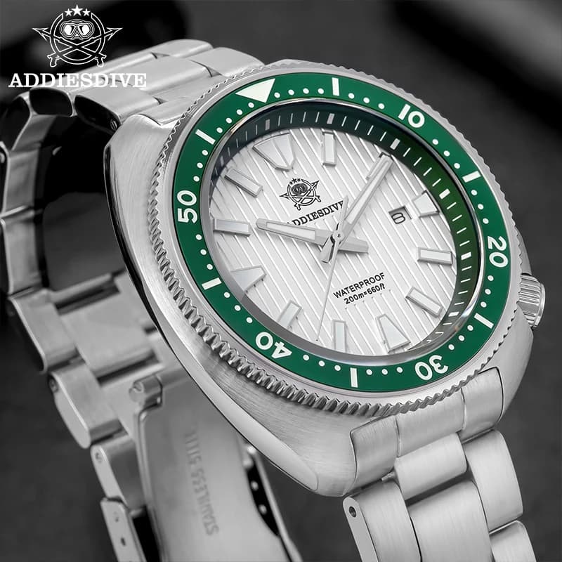 ADDIESDIVE Orologi da uomo Vetro zaffiro Miyota 2115 Orologio al quarzo AR rivestito BWG9 Luminoso impermeabile 200m Turtle Diver Orologio