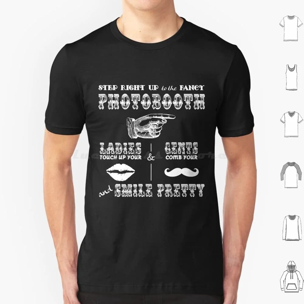 Photobooth Sign T Shirt Cotone Uomo Donna Stampa fai da te Photobooth Booth Cultura pop Malec Strisce Macchina Selfie Malec Photobooth