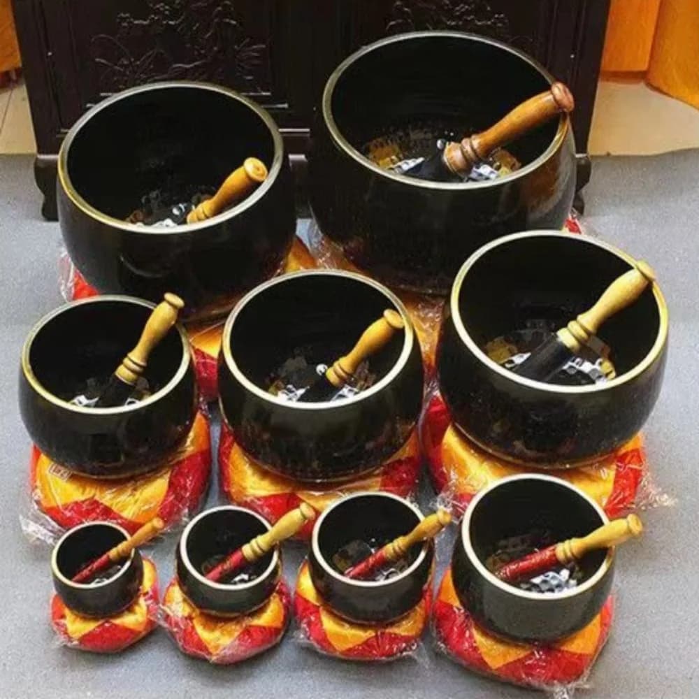 Black Copper Tibetan Singing Bowl 3.5-24 Inches Sound Healing Original Tibetan Bowls Meditation Musical Percussion Instruments