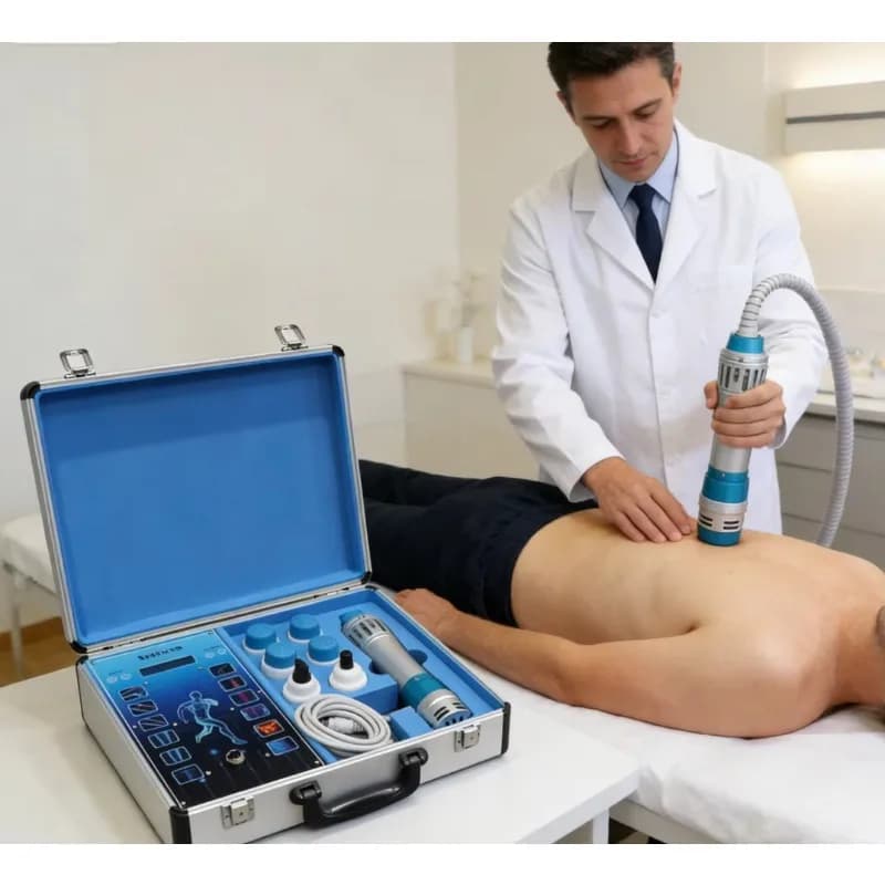 Dispositivo per Terapia a Onde d'Urto Extracorporee ED, Massaggiatore Elettromagnetico per Sollievo dal Dolore Muscolare, Pistola per Massaggio Fasciale