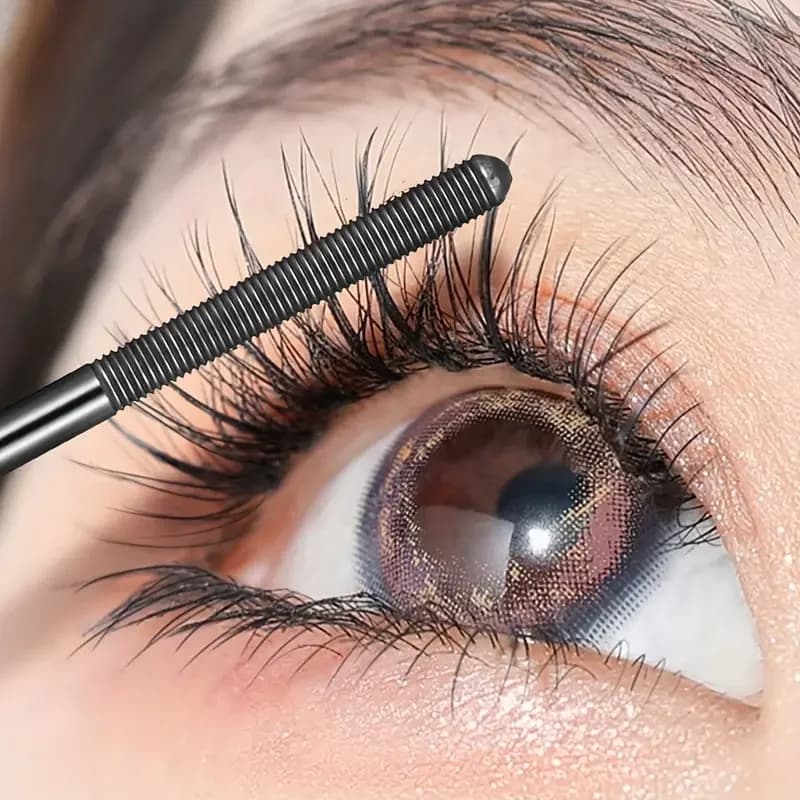 Steel Tube Mascara-Special Spiral Brush,Waterproof LongLasting Silk Fiber Mascara,keep Each Eyelash Curled for aLong Time Makeup