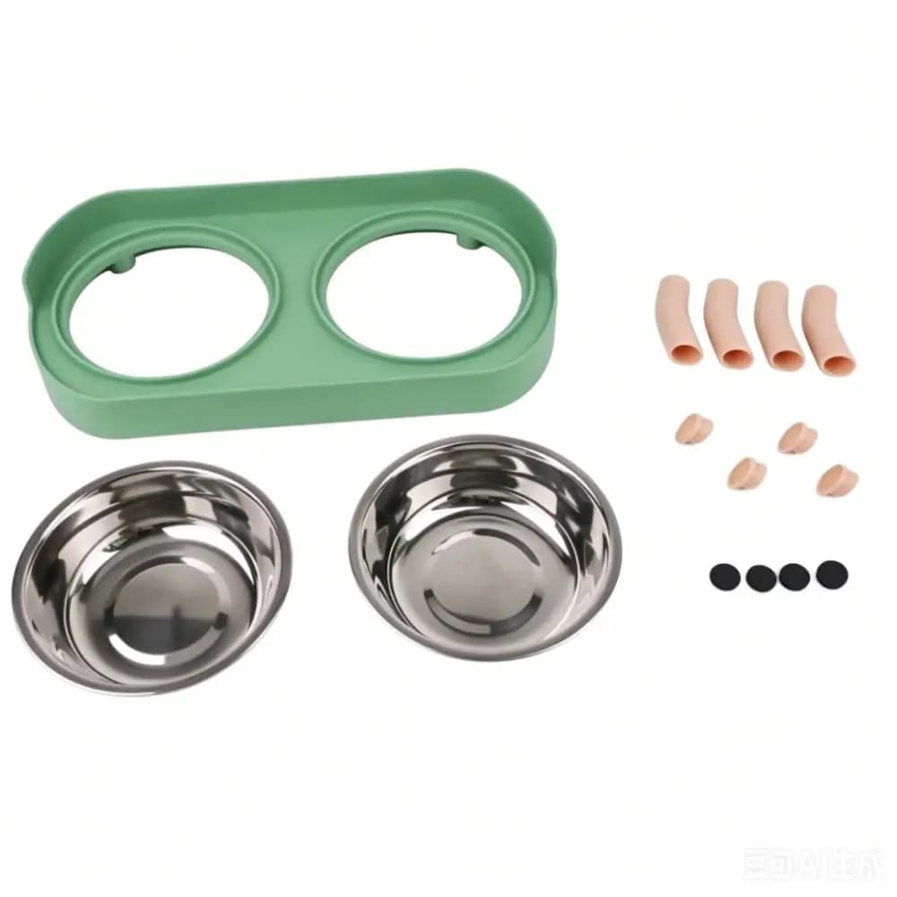 Metal Bowl Pet Double Bowl Adjustable Height Multi Color Frame Dog Food Water Bowl Large Caliber Bowl Oval Base Frame