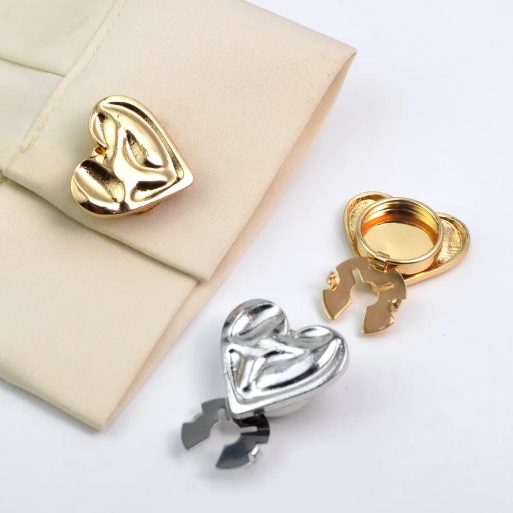 1 pz moda metallo gemelli a forma di cuore camicia bottoni coperture regali per feste di nozze accessori gioielli di moda
