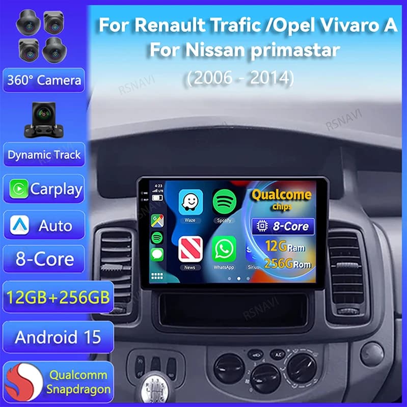 Android 15 Carplay Auto Per Renault Trafic 2 Per Opel Vivaro A Per Nissan primastar 2006 - 2014 Autoradio Stereo Lettore Video BT