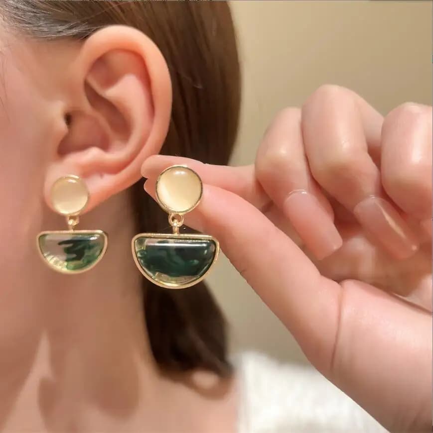 2 pezzi orecchini in oro luna pietra matrimonio piccoli orecchini per le donne gioielli di moda regali F1982
