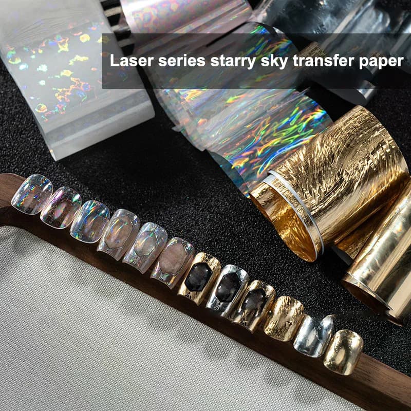 6/10 Rolls Laser Starry Sky Transfer Foils Aurora Glass Paper Foil Nail Sticker For Gel & Cat Eye Polish Transfer Decals DIY Nai