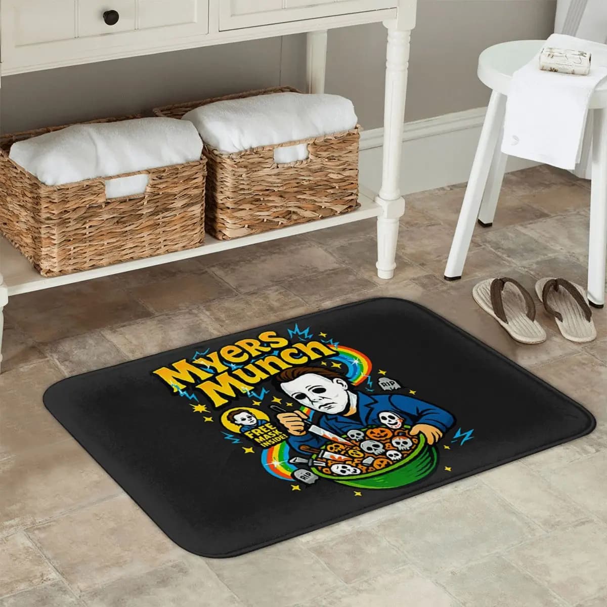 Tappetino antiscivolo Michael Myers Munch Horror Cereal per cucina, ingresso, casa, camera da letto