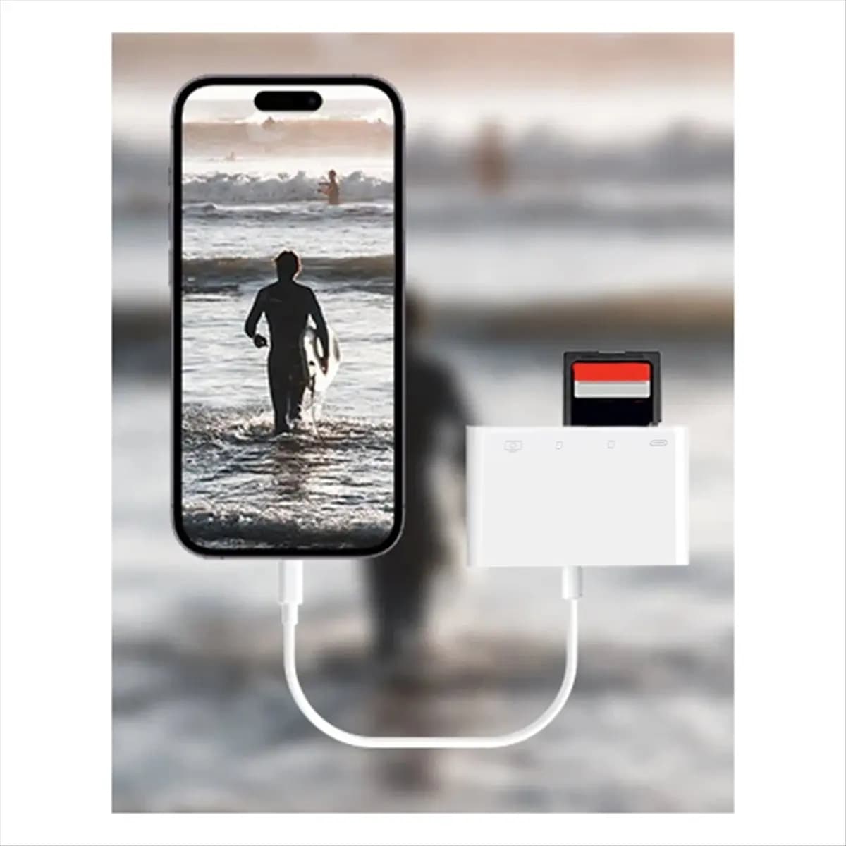 BaoBao- Lettore di schede OTG USB 4 in 1 compatibile con scheda SD/TF Espansore di memoria per fotocamera per iPhone Porta IOS a ricarica rapida