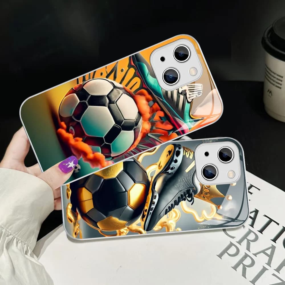 Custodia per telefono sportiva da calcio per iPhone 14 13 12 Mini 11 Pro XS Max X XR 14 Plus Cover in vetro temperato