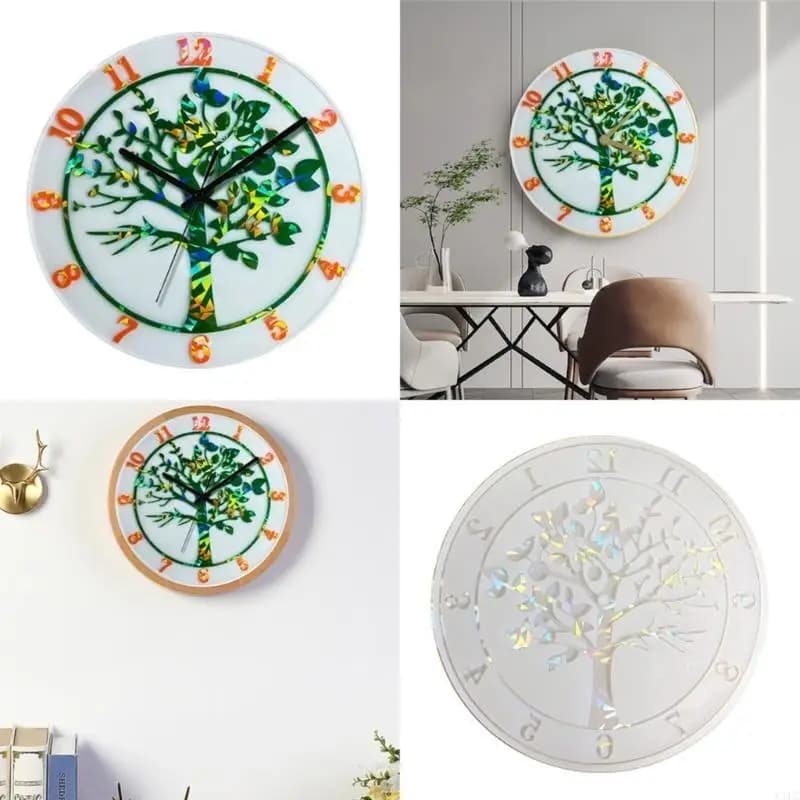 Silicone stamp Mould for ornamentation resin watch Home decoration mold with do-it-your tree clock