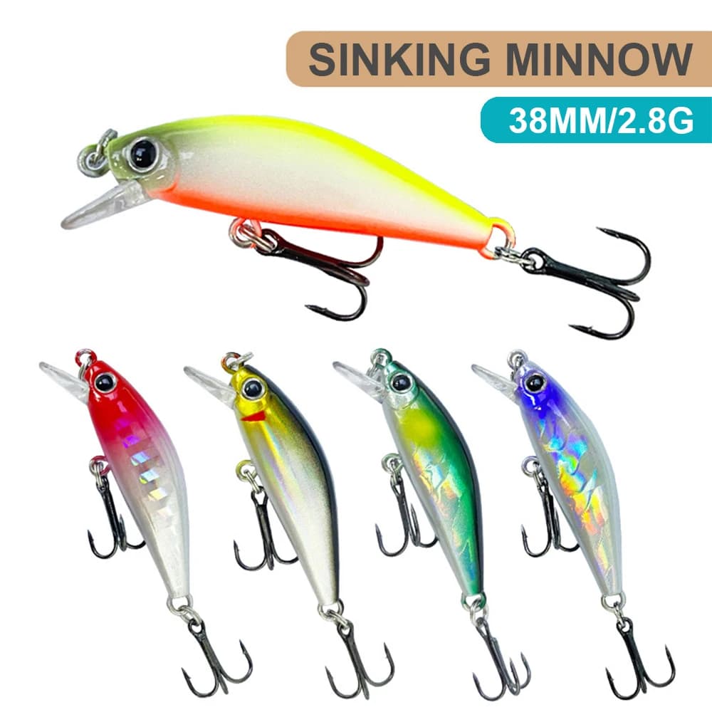 3.8 centimetri 2.8g Esche Da Pesca Micro Affondamento giapponese Minnow Wobbler Artificiale Esca Dura Jerkbait Mini Stream Esca Trota Spigola MN612