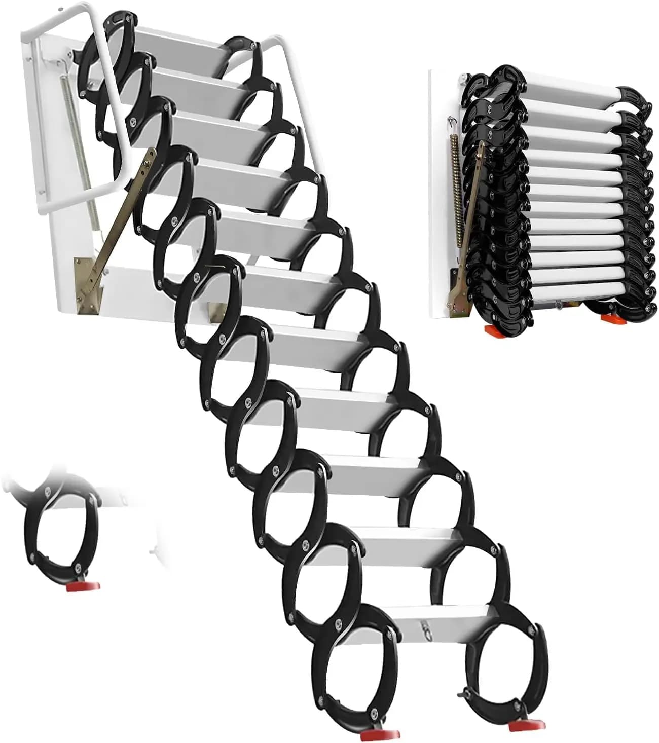 Scala Telescopica Pieghevole da Soffitta in Lega di Alluminio-Magnesio da 10 Pollici, Scala Telescopica a Scomparsa a Parete