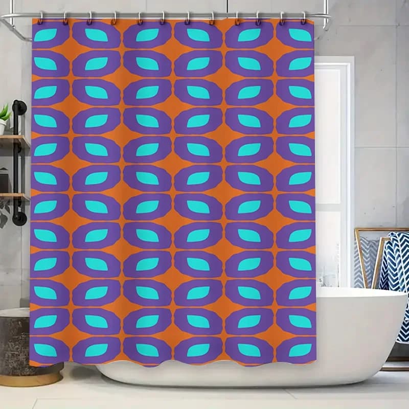 Tessuto moderno per tende da doccia da bagno, decorazioni per la casa impermeabili, motivo geometrico blu arancione