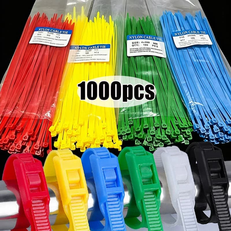 100-1000Pcs Colorful Self-Locking Nylon Cable Ties Plastic Zip Ties Wire Binding Wrap Straps for DIY Cable Management Wholesale