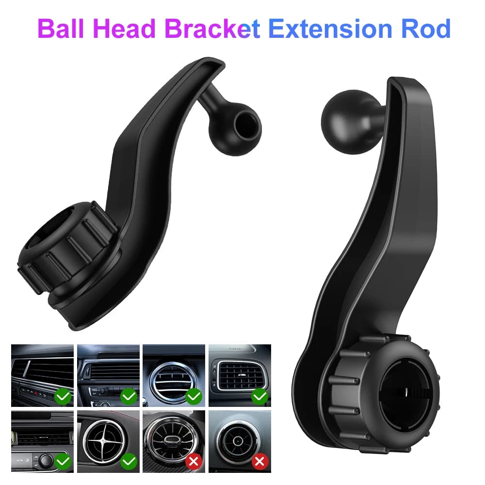 Asta di prolunga per staffa con testa a sfera da 17 mm Supporto per adattatore per telefono cellulare per auto Supporto per tablet Supporto per presa d'aria per auto Supporto per telefono GPS Dash