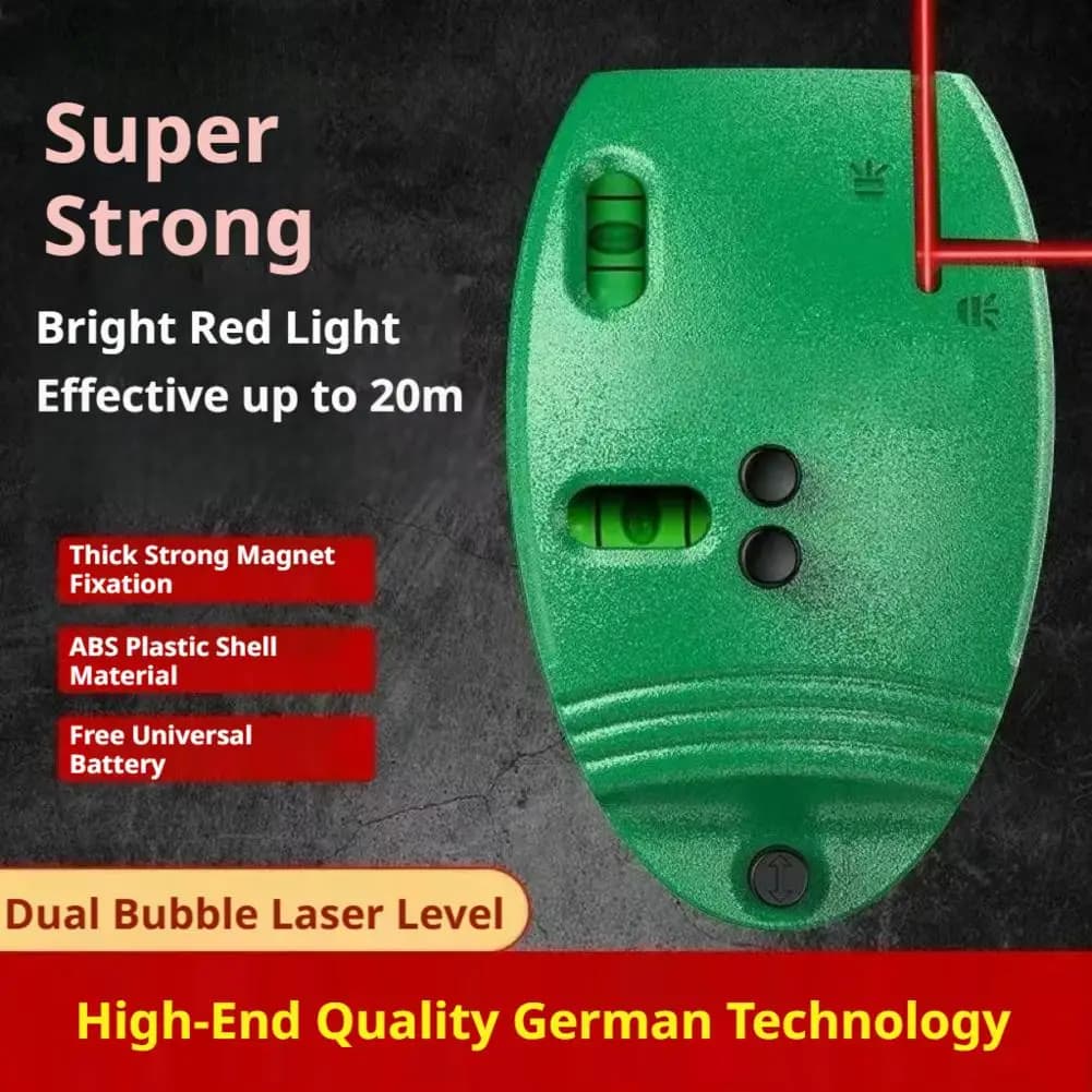 Livella Laser ad Angolo Retto con Doppia Bolla di Livellamento, Raggio Ultra-Luminoso da 20M, Montaggio Magnetico e a Perno per Piastrellatura e Installazione Armadietti