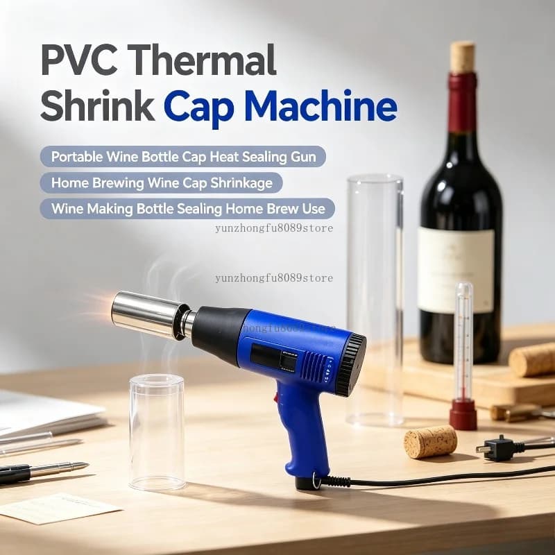 PVC Thermal Shrink Cap Machine, Wine Bottle Cap Heat Sealing Gun for Home Brewing, Wine Cap Shrinkage and Bottle Sealing
