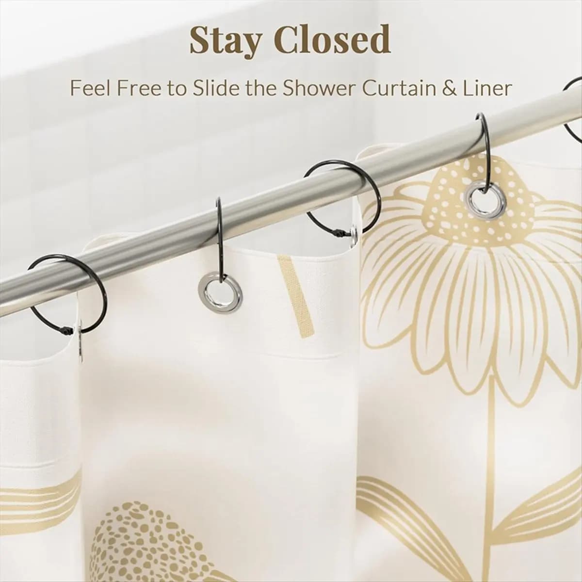 A20I Shower Curtain Rings, Hooks Shower Curtain Rings Rust Proof, Anti-Drop Round Shower Rings for Curtain,Silver