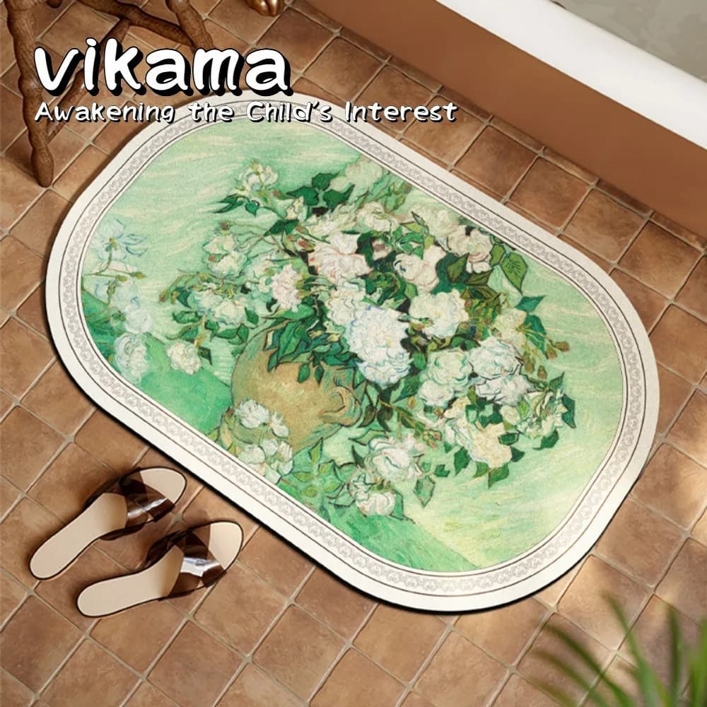 VIKAMA Tappetino da bagno antiscivolo ultraassorbente - Tappetino facile da pulire per ingresso bagno, WC e bagno
