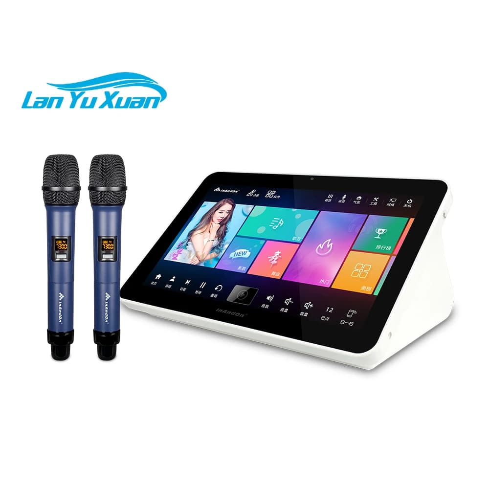 InAndOn 15.6" Karaoke Machine Set 4TB HDD Five in One KTV Player Machine with Wireless Microphone Professional Karaoke Set