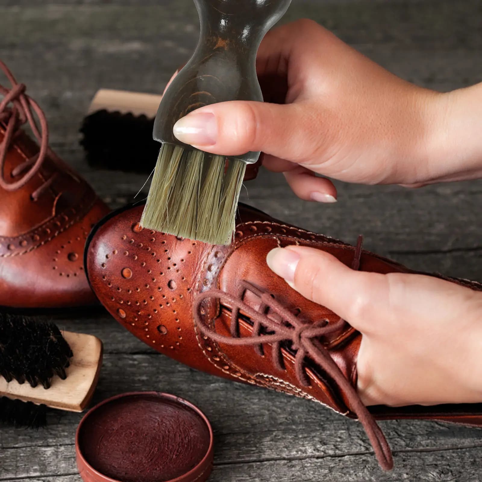 Set di 2 Spazzole da Viaggio per Scarpe, Leggere con Setole in Pelo di Maiale per Pulizia e Lucidatura Delicata di Scarpe e Stivali in Pelle Scamosciata