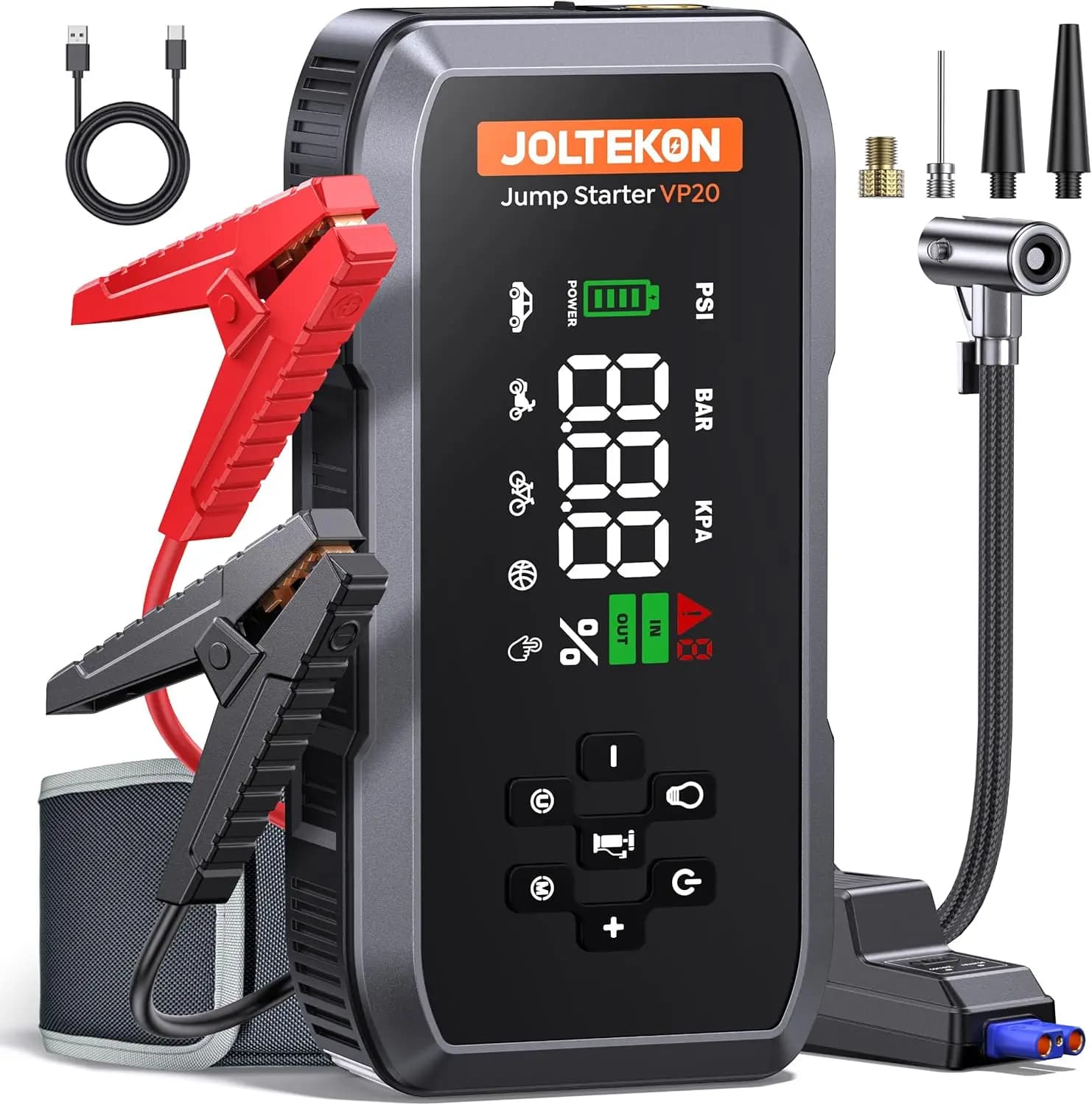 Avviatore di Emergenza per Auto 4500A con Compressore d'Aria, Pompa con Pausa Automatica 150PSI, Portatile 12V per Veicoli a Benzina/Diesel