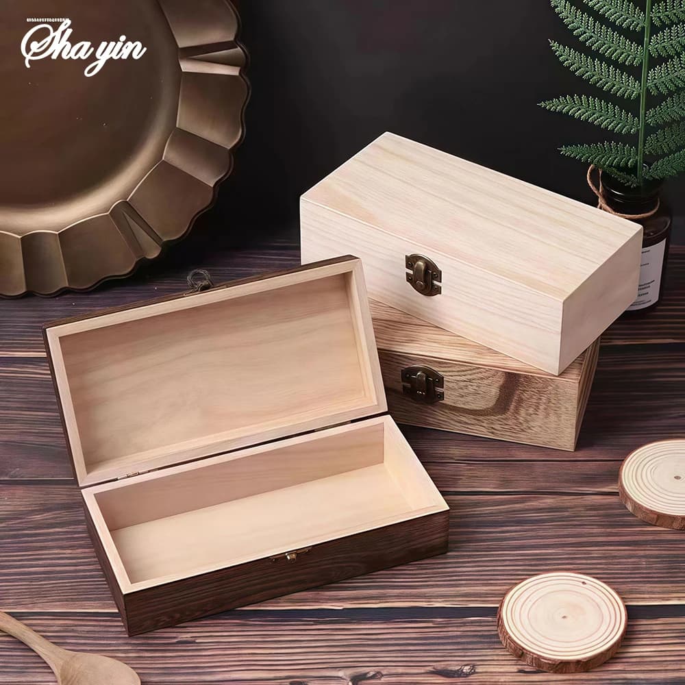 Confezione regalo in legno Scatola rettangolare in legno - Scatola portaoggetti colorata Scatola regalo in legno Scatola organizer