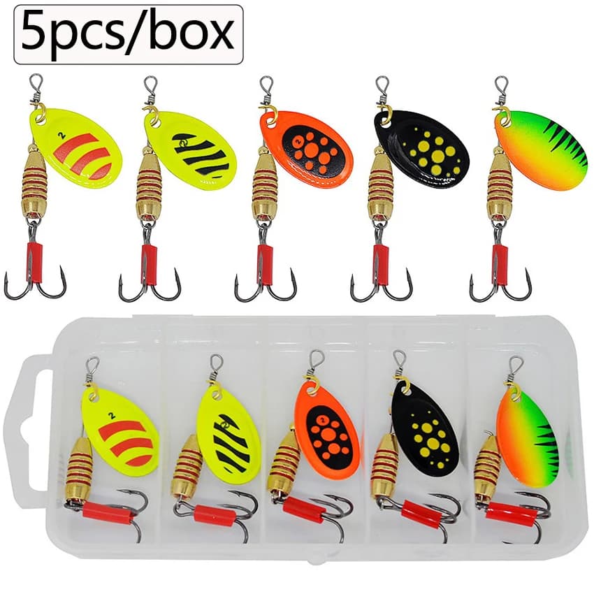 5pcs/box Spinner Fishing Lure Bait 5g Metal Spoon Baits Fishing Lures Winter Artificial Hard Baits Pesca Spinnerbait