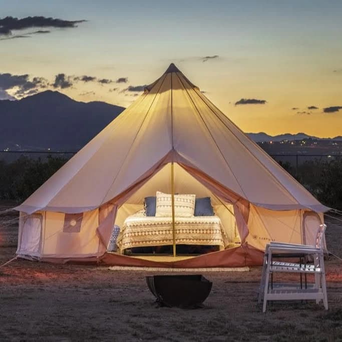 Waterproof Outdoor Glamping Tents 4-Season Luxury Family Camping Yurt Tent Canvas Bell Tent