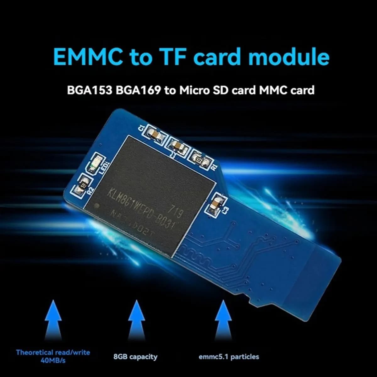 [VALUE PACK]Upgraded EMMC to TF Card Module 16GB 40MB/S BGA153 BGA169 to TF Card MMC Card Linux Development Board Boot Card