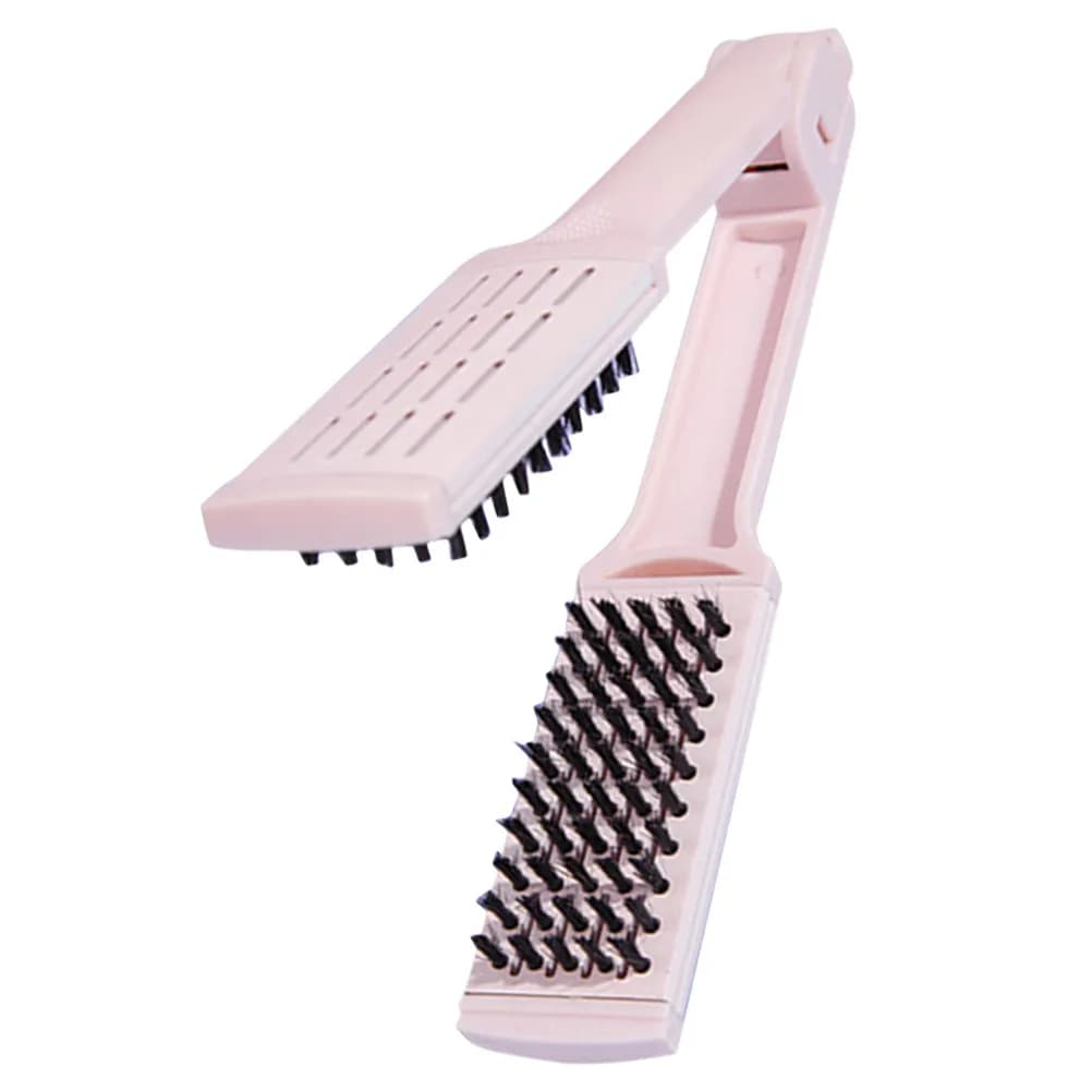 V Shaped Clamp Styling Comb Hair Straightener Brush for Women Straighten Curl Healthy Shine Texture Travel Friendly Compact