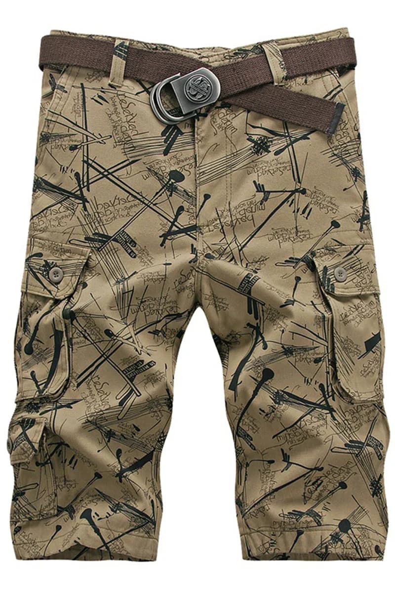 Pure Cotton Men's Mid-Length Work Pants Outdoor Sports Wear Resistant Large Size Loose Multi-Pocket 7-5 Pants Casual Fashion